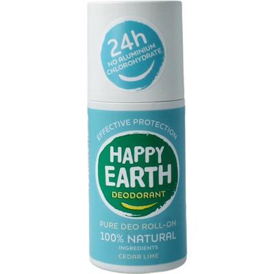 Happy Earth 100% Natural Deo Roll-On Cedar Lime Happy Earth 100% Natural Deo Roll-On Cedar Lime