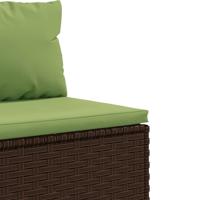 6-delige Loungeset met kussens poly rattan bruin - thumbnail