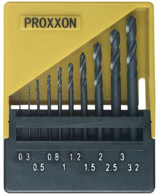Proxxon Micromot 28 874 HSS Metaal-spiraalboorset 10-delig 0.3 mm, 0.5 mm, 0.8 mm, 1 mm, 1.2 mm, 1.5 mm, 2 mm, 2.5 mm, 3 mm, 3.2 mm Rollenwals DIN 338