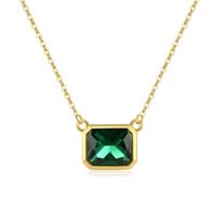 Elenza Smaragd CZ Ketting in 925 Zilver met Gouden Plating - thumbnail