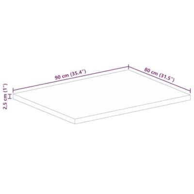 Tafelblad rechthoekig 90x80x2,5 cm massief ruw mangohout