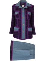 Chanel Pre-Owned quilted denim skirt suit - PURPLE - thumbnail