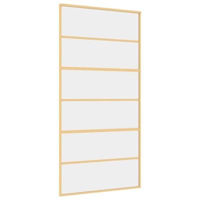 VidaXL Schuifdeur 102,5x205 cm helder esg-glas en aluminium goudkleur