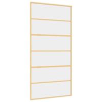 VidaXL Schuifdeur 102,5x205 cm helder esg-glas en aluminium goudkleur - thumbnail