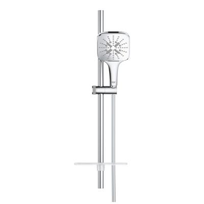GROHE Rainshower Smartactive 130 Cube Glijstangset - 60cm - vierkante handdouche - 3 straalsoorten - gladde doucheslang - met zeepschaal - chroom 26584000