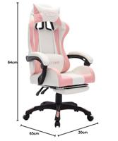 Racestoel met RGB LED-verlichting kunstleer roze en wit - thumbnail