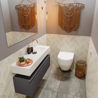 Mondiaz Andor toiletmeubel 100cm donkergrijs met witte wastafel rechts zonder kraangat - thumbnail
