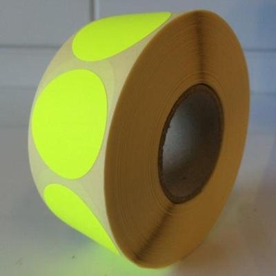 Etiket 35 mm rond fluor geel 1000 rol