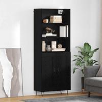 Hoge kast met lade 2 pcs Zwart Eiken Bewerkt hout - thumbnail