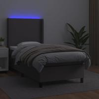 Boxspring met matras en LED kunstleer grijs 80x200 cm - thumbnail