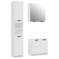 3-delige Badkamerkastenset bewerkt hout wit - thumbnail