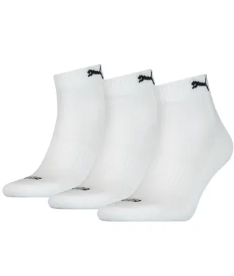 3-paar Quarter sokken - Badstof zool - Quarter katoenen sokken voor dames en heren in het wit, zwart, grijs en donkerblauw