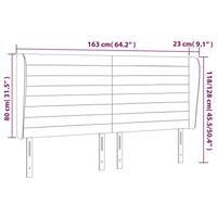 Hoofdbord met randen 163x23x118/128 cm stof crèmekleurig - thumbnail