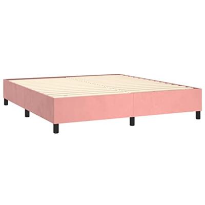 Boxspring met matras fluweel roze 160x200 cm
