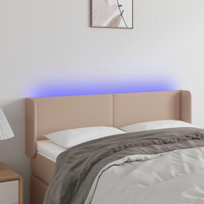 Hoofdbord LED 147x16x78/88 cm kunstleer cappuccinokleurig