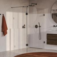 Brauer Void - Inloopdouche - Helder Glas - 140 x 200 cm - met Zijwand 40 cm - incl. Glascoating - PVD Gunmetal Geborsteld - thumbnail