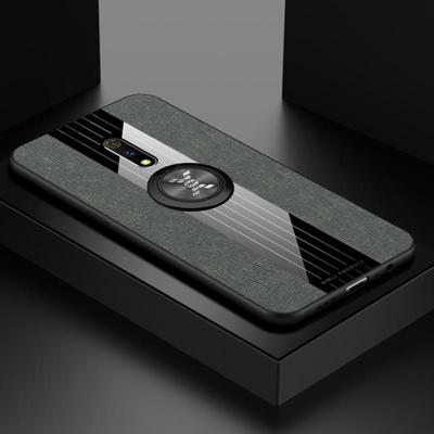 Voor OPPO Realme X/K3 XINLI stiksels doek Textue schokbestendig TPU beschermhoes met ring houder (grijs)