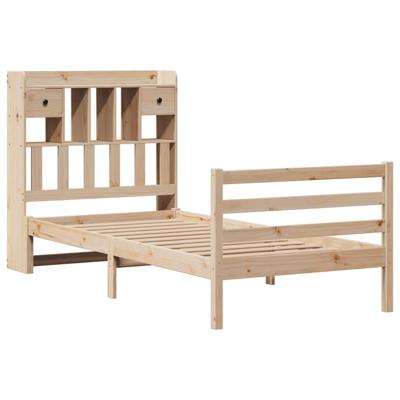 Bed met boekenkast zonder matras massief grenenhout 100x200 cm
