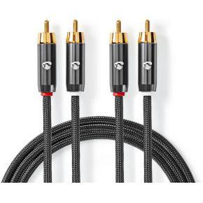 Nedis Stereo-Audiokabel | 2x RCA Male | 2x RCA Male | 5 m | 1 stuks - CATB24200GY50 CATB24200GY50