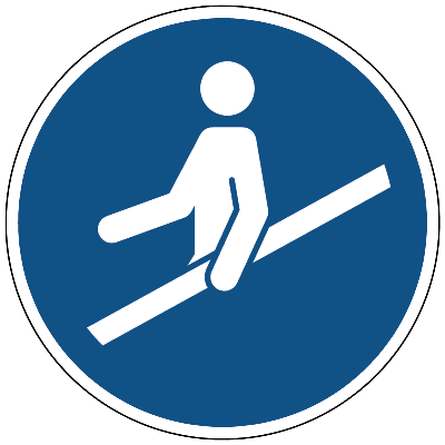 Hand aan de reling verplicht gebods- Ø 200 mm - Sticker