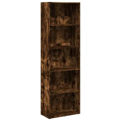 Boekenkast 60x30x189 cm bewerkt hout gerookt eikenkleurig