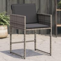 Tuinstoelen 4 st met kussens poly rattan grijs - thumbnail