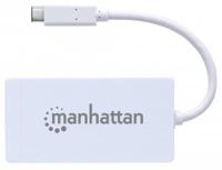 Manhattan 507608 USB Type C naar 3-Port Hub met Gigabit Ethernet-netwerkadapter USB 3.1 (G1) wit - thumbnail