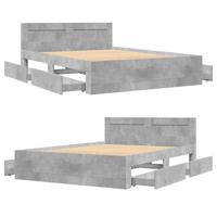 Bedframe met hoofdeinde bewerkt hout betongrijs 120x190 cm - thumbnail