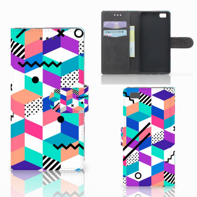 Huawei Ascend P8 Lite | Book Case | Blokken Kleurrijk