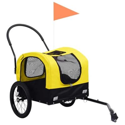 VidaXL Fietstrailer en hondenwagen 2-in-1 geel en zwart
