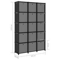 Kast met 15 vakken met boxen 103x30x175,5 cm stof zwart - thumbnail