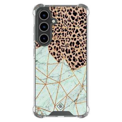 Samsung Galaxy S25 FE shockproof hoesje - Luipaard marmer mint