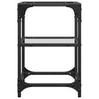 Salontafels 2 st met transparant glazen blad 30x30x45 cm staal - thumbnail