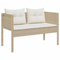 Tuinbankenset met kussen 6 pcs Beige en Crème poly rattan - thumbnail