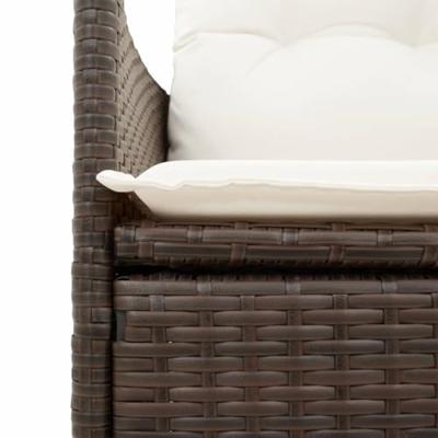 3-delige Bistroset met kussens poly rattan bruin - thumbnail