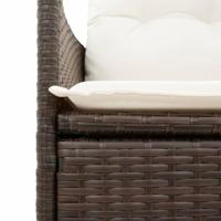 Tuinstoel verstelbaar met kussens poly rattan bruin - thumbnail