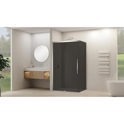 Van Rijn Products ST09 Schuifdeur tbv hoekcabine - 160x200cm - grijs rookglas - soft-close - Chroom ST09350160GRCH