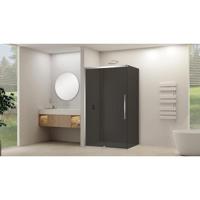 Van Rijn Products ST09 Schuifdeur tbv hoekcabine - 160x200cm - grijs rookglas - soft-close - Chroom ST09350160GRCH - thumbnail