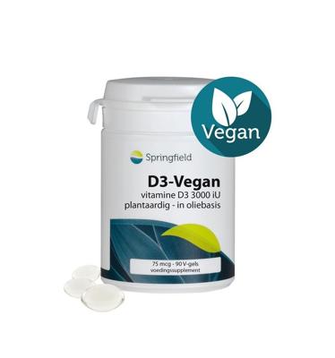 Springfield D3-Vegan-75 vitamine D3 75 mcg 90 Softgels