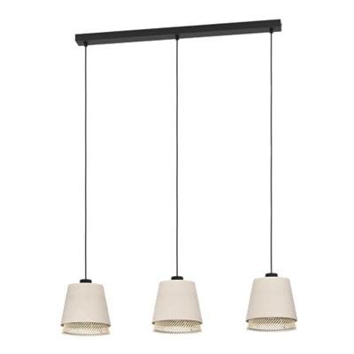 Eglo 3-lichts hanglampTabley linnen met rotan - 43976