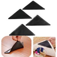 4 STKS/set recyclebare anti-slip wasbaar rug tapijt mat voor thuis Bad woonkamer (zwart) - thumbnail
