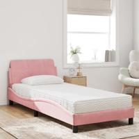 Bed met matras fluweel roze 80x200 cm - thumbnail