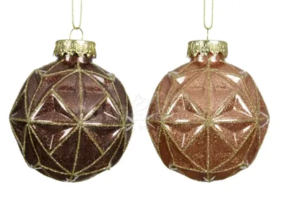 Kerstbal Plastic Glitter Geometrisch Ø8cm Assorti 1st