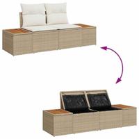 6-delige Tuinset met Kussens in Beige Poly Rattan en Acacia - thumbnail
