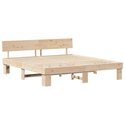 Bedframe met hoofdeinde Bruin 200 x 200 cm Massief grenenhout Bedframe met hoofdeinde Bruin 200 x 200 cm Massief grenenhout