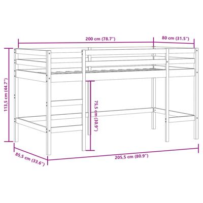 Kinderhoogslaper met tunnel 80x200 cm massief grenenhout blauw