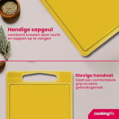 Cookinglife Snijplank met sapgeul 35 x 25 x 0.85 cm - Geel