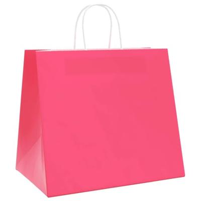 VidaXL Papieren zakken 250 st met hengsels 32x22x28 cm roze