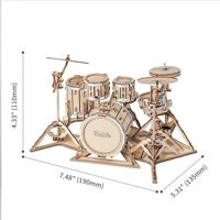 Robotime 3D Houten Puzzel Muziekinstrument Drumstel - thumbnail