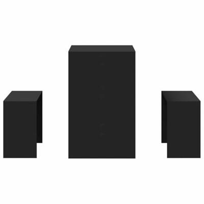 3-delige Eettafel en bankenset bewerkt hout zwart